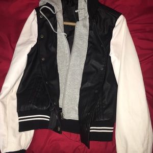 Black and white layered jacket